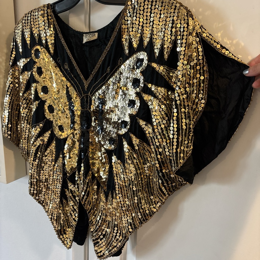 Vintage Disco 🪩 Sequin Butterfly 🦋 Top 80s glamour. Perfect for your 80s style